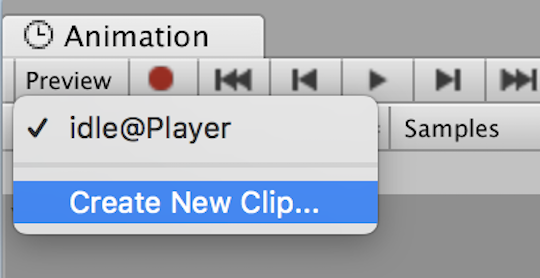 アニメーションクリップ新規追加 - Unity